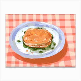 A Plate Of Lasagna, Top View Food Illustration, Landscape 2 Canvas Print