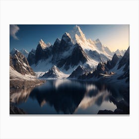 Spectacular Mountain Range With Interconnected Peaks Canvas Print