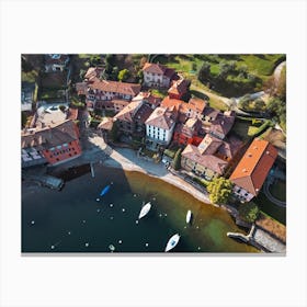 Aerial View Lago Di Como, Italy, Bellagio, Lombardy, Italy Wall Art, Aerial Photography Canvas Print