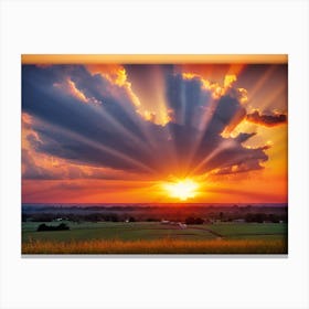 Sunset Over A Field 3 Canvas Print