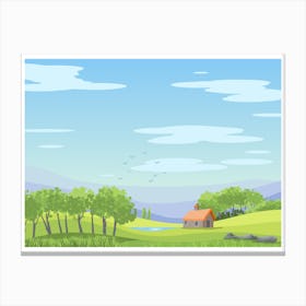 Landscape With A House Canvas Print