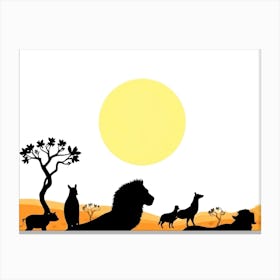 Silhouette Of Animals Canvas Print