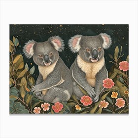 Floral Animal Illustration Koala 4 Canvas Print