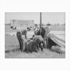 Erecting Tent For Lasses White Show, Sikeston, Missouri By Russell Lee Canvas Print