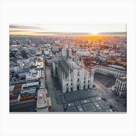 Drone photography Italian Cathedral Duomo in Milan Canvas Print