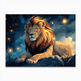 Lion At Night Canvas Print