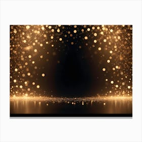 Abstract Image Of A Sparkling Golden Bokeh Light On A Dark Background Canvas Print