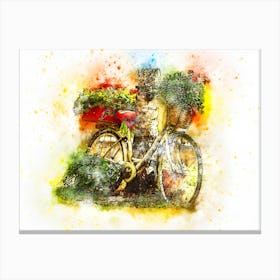 Bicycle With Flowers 2 Canvas Print