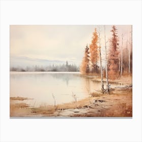 A Painting Of A Lake In Autumn 59 Canvas Print