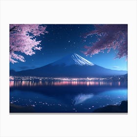 Mt Fuji At Night Canvas Print