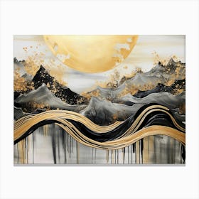 Gold And Black Abstract Painting Canvas Print