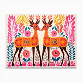 Antelope 1 Folk Style Animal Illustration Canvas Print