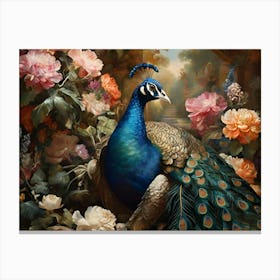 Peacock In The Garden Paintings Art Print Canvas Print