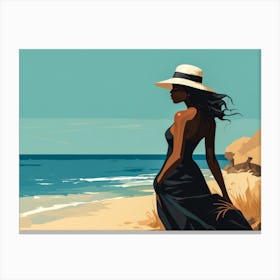 Illustration of an African American woman at the beach 52 Canvas Print