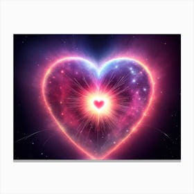 A Colorful Glowing Heart On A Dark Background Horizontal Composition 48 Stampe su tela