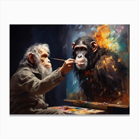 Chimpanzee Painting Himself Canvas Print