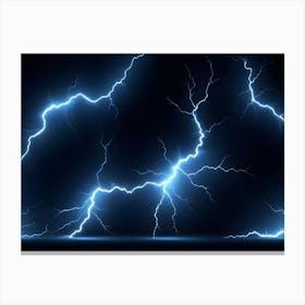 Abstract Blue Lightning Bolts On Black Background Canvas Print