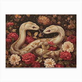 Floral Animal Illustration Snake 1 Canvas Print