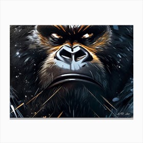 Grown Angry Gorilla Looking Up as a Brush minimal Color Painting Canvas Print