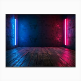Dark Room With Neon Lights Canvas Print