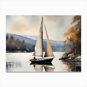 Sailboat Painting Lake House (16) Canvas Print