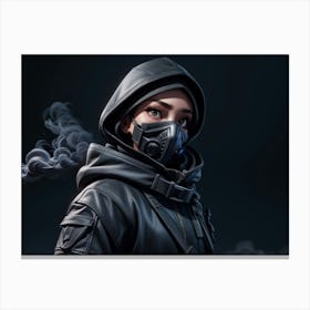 Girl Wearing A Gas Mask in the Apocalypse Canvas Print