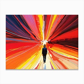 Man Walking Through A Colorful Tunnel 1 Canvas Print