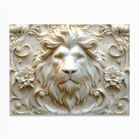 Carving of Lion Head Canvas Print