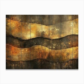 3d Abstract Design Featuring An Aged Wood Texture With A Vibrant Golden Color Scheme Canvas Print