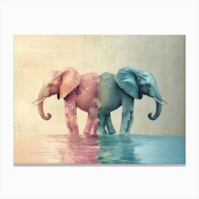 Elephants Animal Abstract Art in Pastel Colors Canvas Print