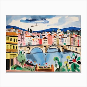 Florence Italy Cute Watercolour Illustration 1 Canvas Print