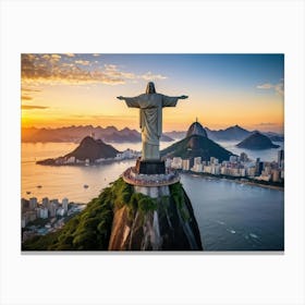 Cristo Redentor Statue Towering Over Rio De Janeiro Located On Corcovado Mountain Overlooking A Sc (1) Canvas Print