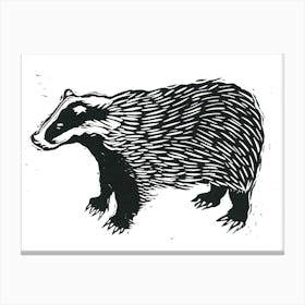 Badger Linocut Canvas Print