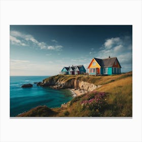 Colorful Houses On The Coast Canvas Print
