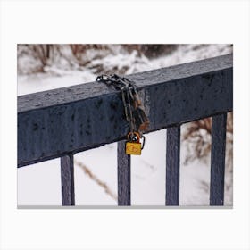 Lock On A Railing Canvas Print