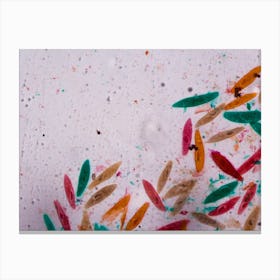 Paramecium Caudatum Under The Microscope Abstract Shapes In Color Of Green, Red, Orange And Brown On White Background Canvas Print