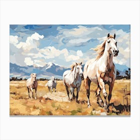 Horses Painting In Mendoza, Argentina, Landscape 4 Canvas Print