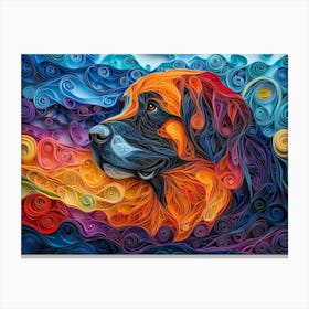 Tibetan Mastiff Paper Quilling Dog Portrait Canvas Print