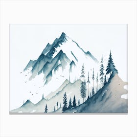 Mountain And Forest In Minimalist Watercolor Horizontal Composition 171 Canvas Print