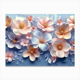 Assorted 3d Flowers in an Abstract Design Creating a Beautiful Canvas Print