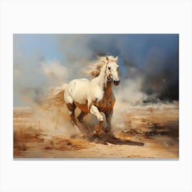 White Horse Running Canvas Print