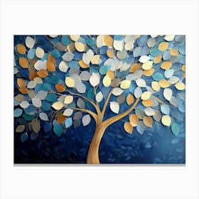 Colorful Tree With Leaves On Hanging Branches Illustration Canvas Print