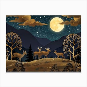 Night Landscape With Deer 7 Stampe su tela