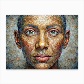 Portrait Of A Woman With A Dotted Texture Canvas Print