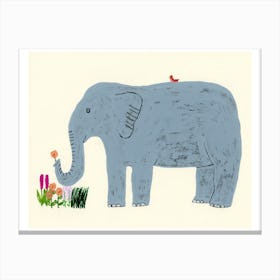 Elephant And Flowers Canvas Print