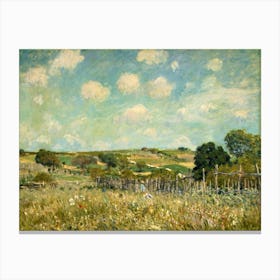 Alfred Sisley - Meadow 1875. Impressionist, Landscape, French Painter, Famous Painter, Famous Artist, Impressionism, Famous Painting, Outdoors, Oil On Canvas, Pastels, Impressive Skies Canvas Print