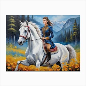 Lady on a white horse 2 Canvas Print