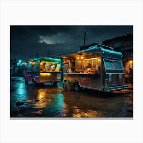 Food Trucks At Night Canvas Print
