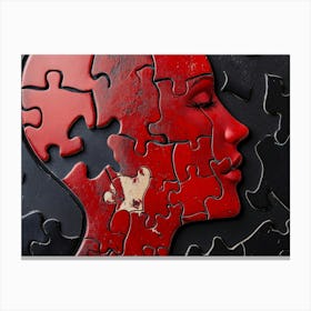 Woman'S Head With Puzzle Pieces Canvas Print