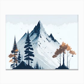 Mountain And Forest In Minimalist Watercolor Horizontal Composition 104 Canvas Print